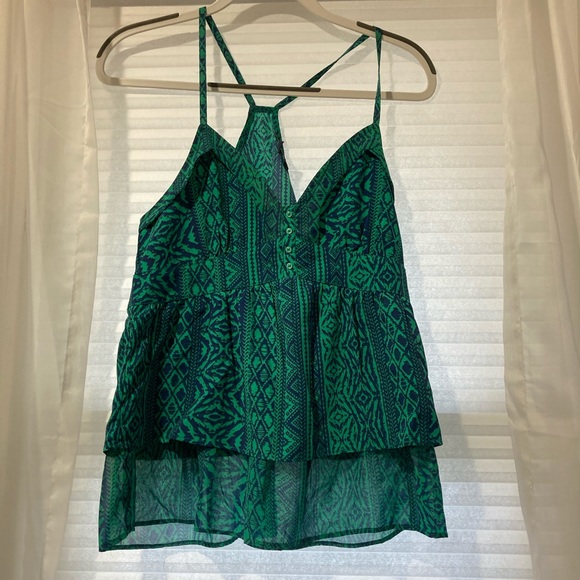 American Eagle Outfitters Tops - AE S blue/green tribal print tank top jungle!